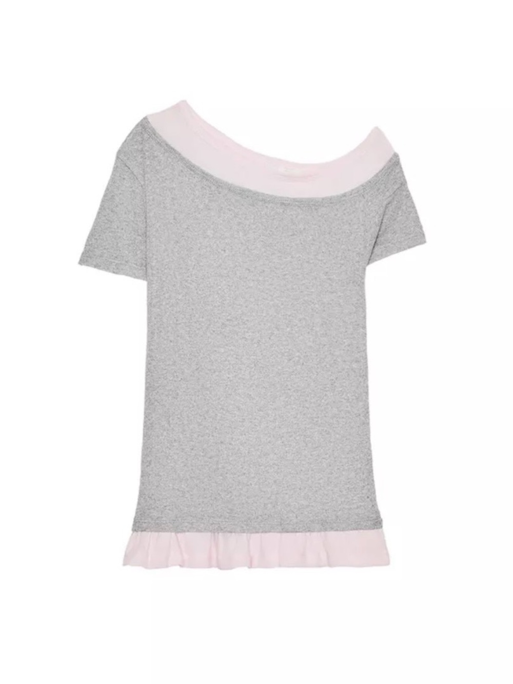 Zara Gray Tee with Light Pink Trim